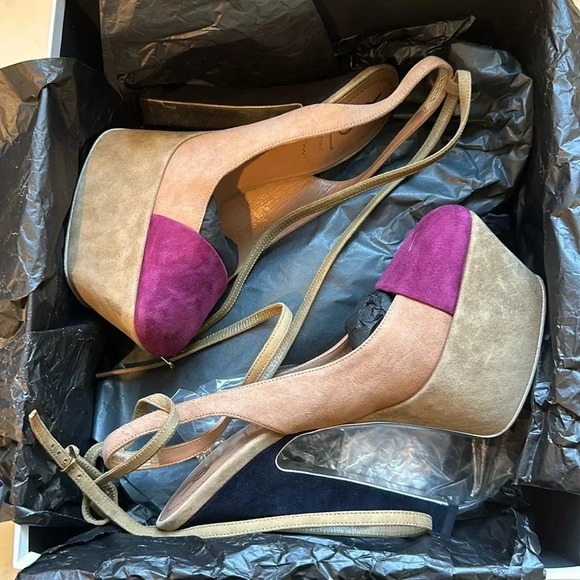 YSL Obsession heels size 36 Suede Multicolor - Picture 1 of 9